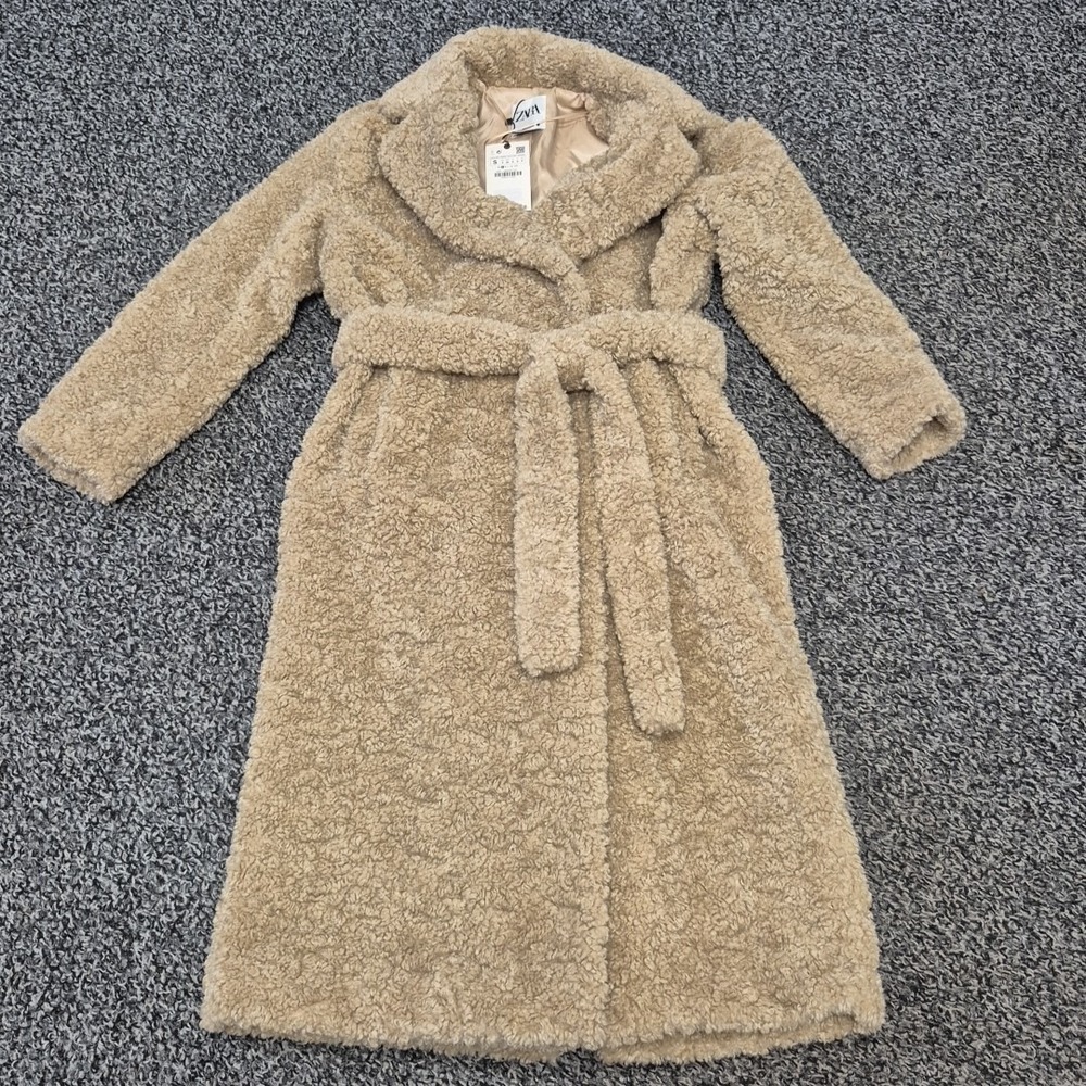NWT Zara Womens Small Long‎ Fleece Coat 4360/247/743 New